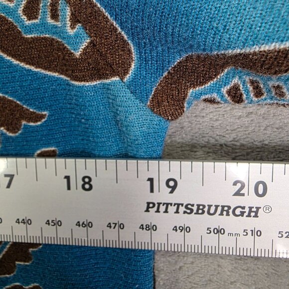 Womens Winwin Tunic Top Blue Brown Paisley Print V Neck Roll Tab Sleeve S/M - Picture 7 of 9